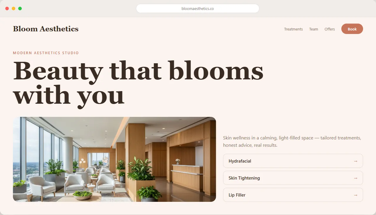 Bloom Aesthetics — med spa website designed by Medspafy